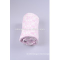 Wide Pink Jacquard Super Soft Warm Solid Color Long Size 100% Cotton Material Blanket For Bbay